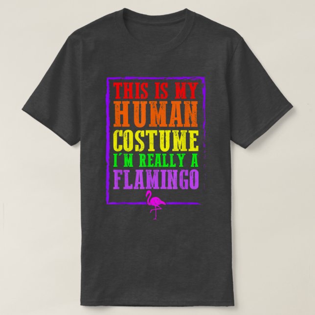 This Is My Human Costume I'm Really A Flamingo Hal T-Shirt (Design Front)