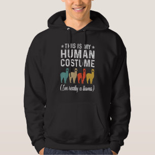 This Is My Human Costume I'm Really A Llama Retro Hoodie