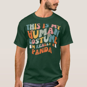 This Is My Human Costume I'm Really A Panda Retro  T-Shirt