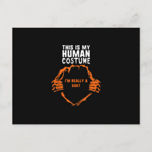 This Is My Human Costume Im Really Goat Halloween Holiday Postcard