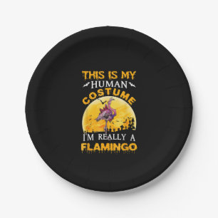 This Is My Human Costume Really Flamingo Halloween Paper Plate