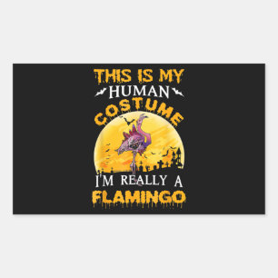 This Is My Human Costume Really Flamingo Halloween Rectangular Sticker