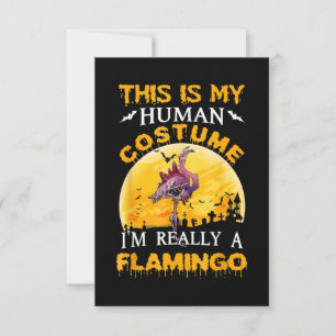 This Is My Human Costume Really Flamingo Halloween RSVP Card