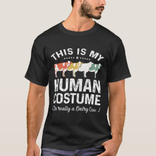 This Is My Human Costume Vintage Dairy Cow Hallowe T-Shirt