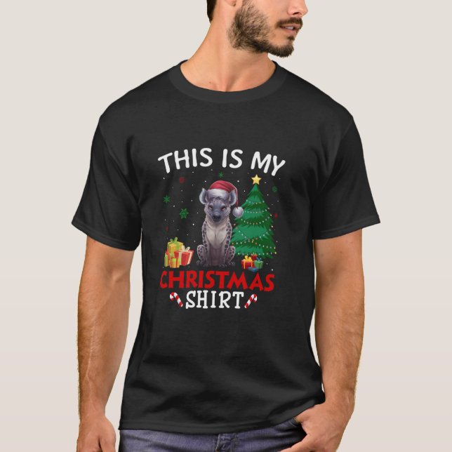 This is My Hyena Santa Hat Christmas Pajama T Shir T-Shirt (Front)