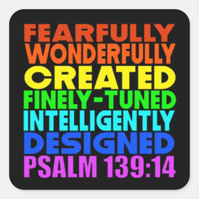 This is my ID! Psalm 139:14 Square Sticker (Front)