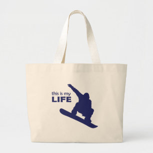 This Is My Life (Snowboarding) Large Tote Bag