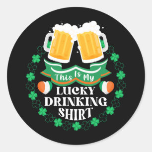 This Is My Lucky Drinking Beer St. Patrick's Day Classic Round Sticker