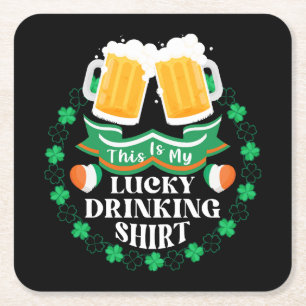 This Is My Lucky Drinking Beer St. Patrick's Day Square Paper Coaster
