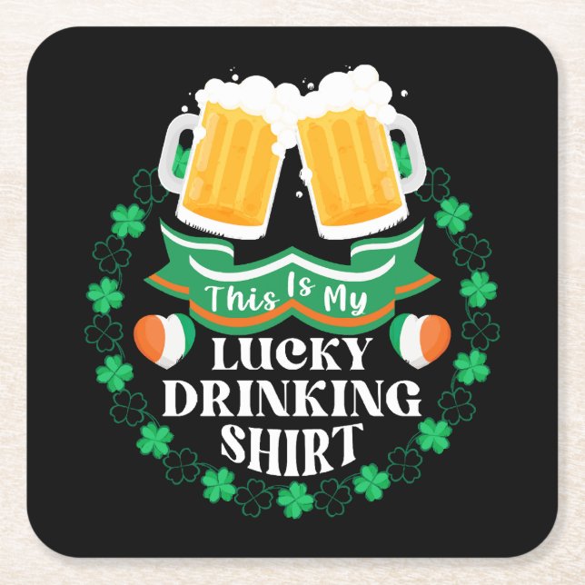 This Is My Lucky Drinking Beer St. Patrick's Day Square Paper Coaster (Front)