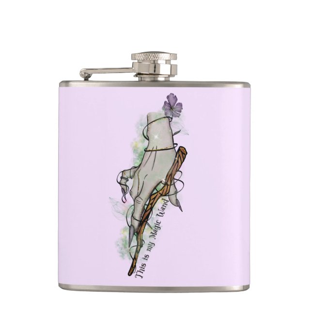 This Is My Magic Wand – Gothic Witch Hand Hip Flask (Front)