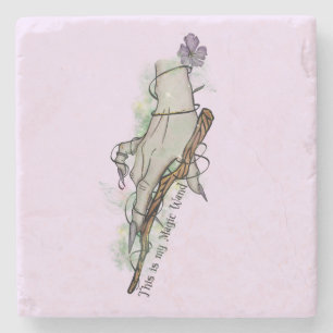 This Is My Magic Wand – Gothic Witch Hand Stone Coaster