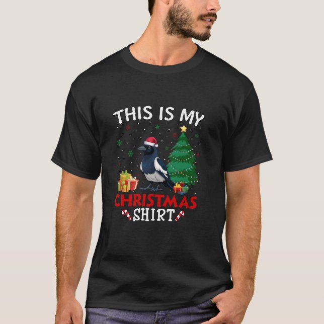 This is My Magpie Santa Hat Christmas Pajama T Shi T-Shirt (Front)