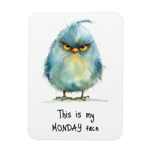 This is My Monday Face Grumpy Bird Fridge  Magnet