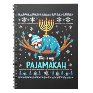 This is My Pajamakah Jewish Hanukkah Ugly Sweater Notebook