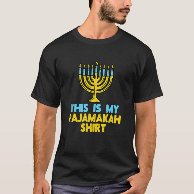 This Is My Pajamakah  Menorah Hanukkah Jewish Chan T-Shirt (Front)