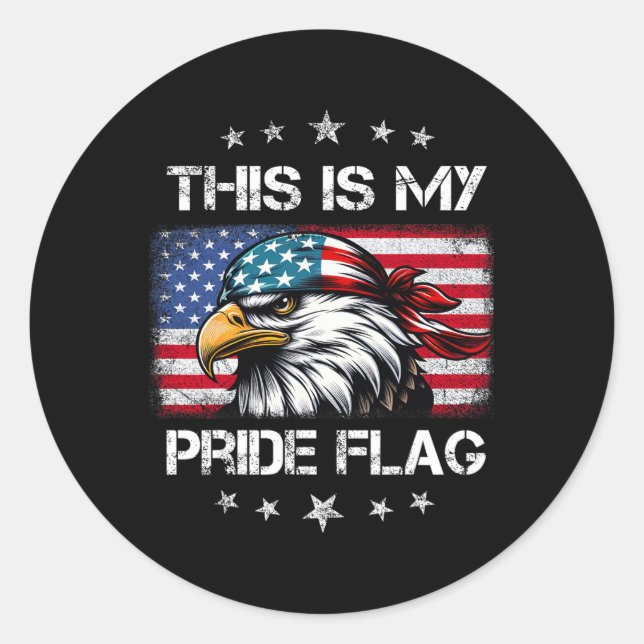 This Is My Pride Flag America Patriotic Red  Classic Round Sticker (Front)