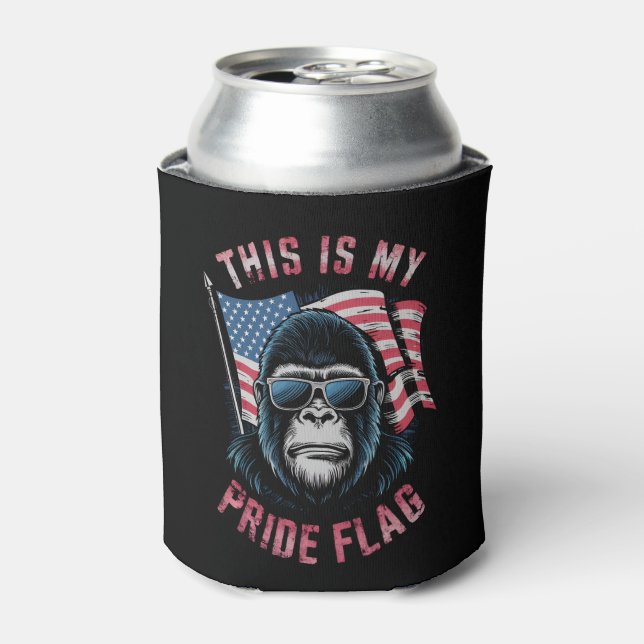 This Is My Pride Flag American Flag Bigfoot  Can Cooler (Can Front)