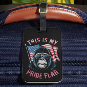 This Is My Pride Flag American Flag Bigfoot Luggage Tag