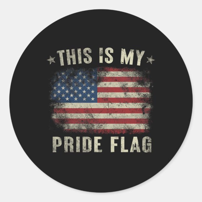 This Is My Pride Flag Usa American 4th Of July Pat Classic Round Sticker (Front)