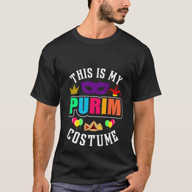 This Is My Purim Costume  Jewish Happy Purim T-Shirt (Front)