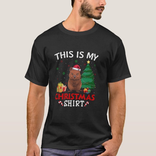 This is My Quokka Santa Hat Christmas Pajama T Shi T-Shirt (Front)