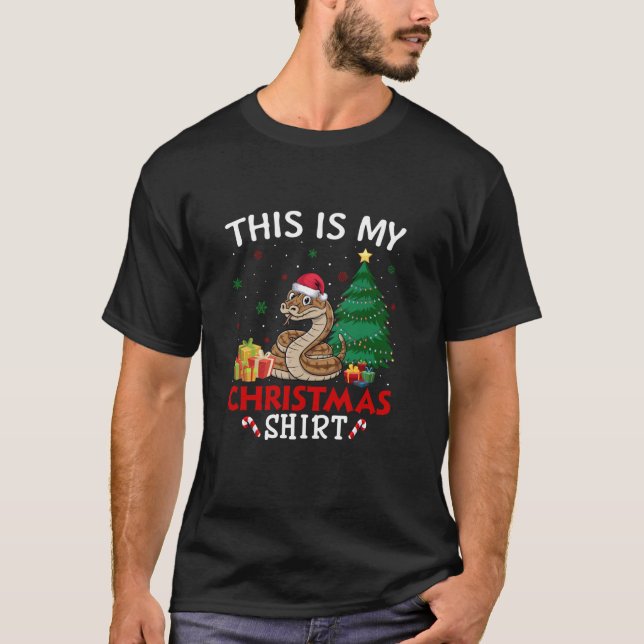 This is My Rattlesnake Santa Hat Christmas Pajama  T-Shirt (Front)