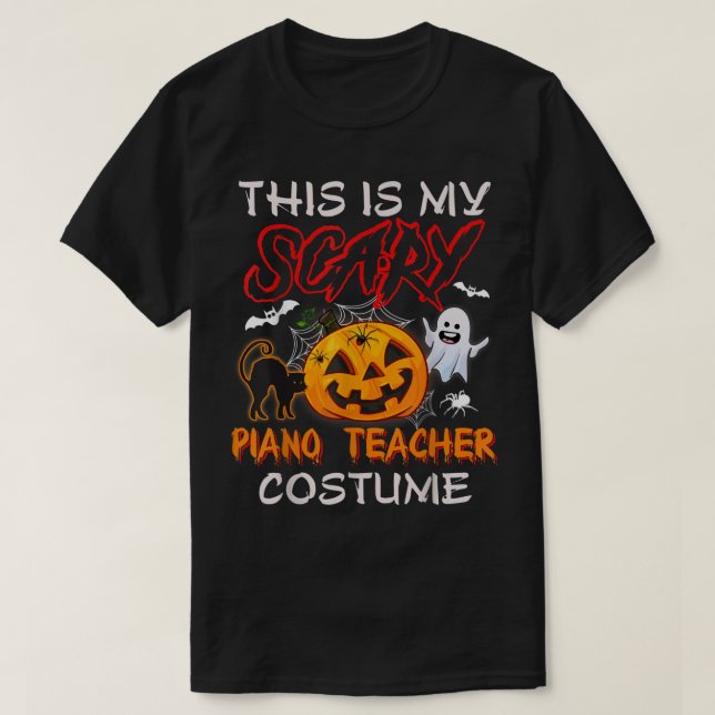 This Is My Scary Piano Teacher Costume Pumpkin Hal T-Shirt (Design Front)