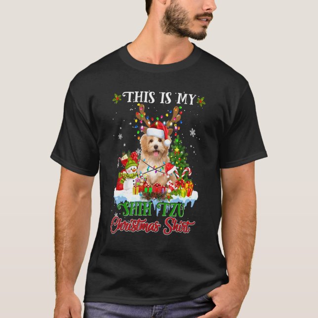This Is My Shih Tzu Christmas  Funny Santa Xmas Tr T-Shirt (Front)