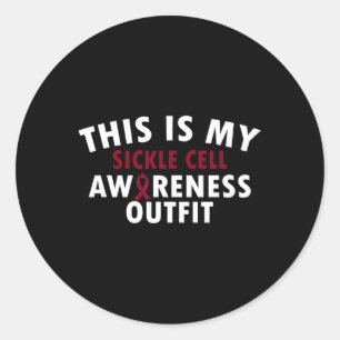 This Is My Sickle Cell Awareness Outfit - Burgundy Classic Round Sticker