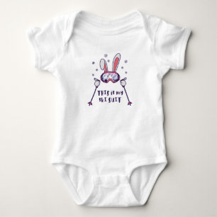 This is my Ski Suit Skiing Rabbit with ski poles Baby Bodysuit