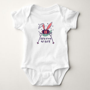 This is my Ski Suit Skiing Rabbit with ski poles Baby Bodysuit