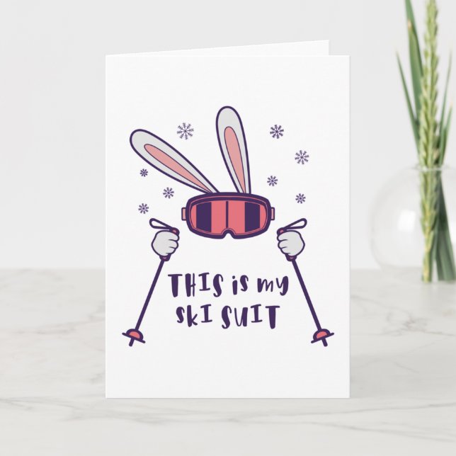 This is my Ski Suit Skiing Rabbit with ski poles Card (Front)