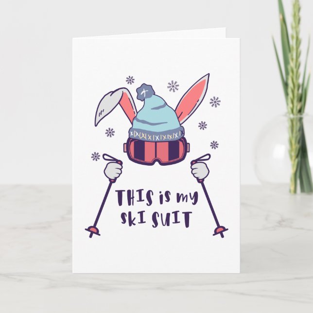 This is my Ski Suit Skiing Rabbit with ski poles Card (Front)