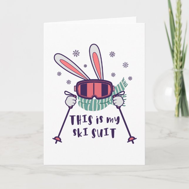 This is my Ski Suit Skiing Rabbit with ski poles Card (Front)