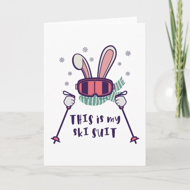 This is my Ski Suit Skiing Rabbit with ski poles Card (Front)