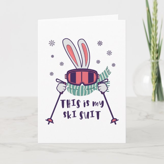 This is my Ski Suit Skiing Rabbit with ski poles Card (Front)