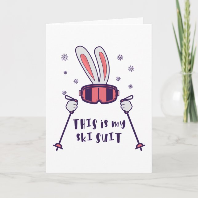 This is my Ski Suit Skiing Rabbit with ski poles Card (Front)