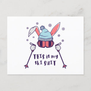 This is my Ski Suit Skiing Rabbit with ski poles Postcard