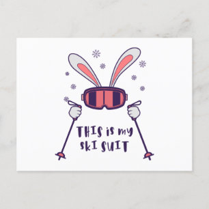This is my Ski Suit Skiing Rabbit with ski poles Postcard