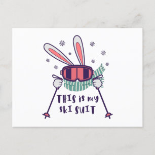This is my Ski Suit Skiing Rabbit with ski poles Postcard