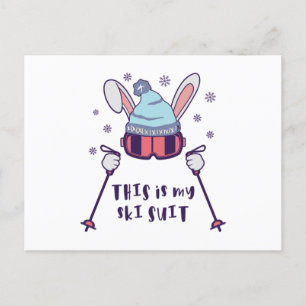 This is my Ski Suit Skiing Rabbit with ski poles Postcard