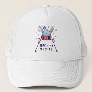 This is my Ski Suit Skiing Rabbit with ski poles Trucker Hat