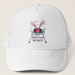 This is my Ski Suit Skiing Rabbit with ski poles Trucker Hat