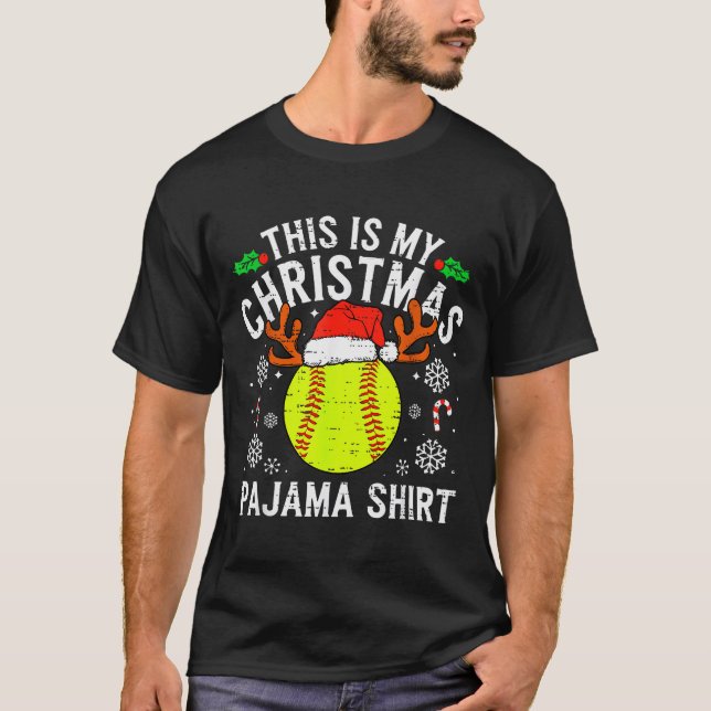 This Is My Softball Christmas Pajama Shirt Srt Men (Front)