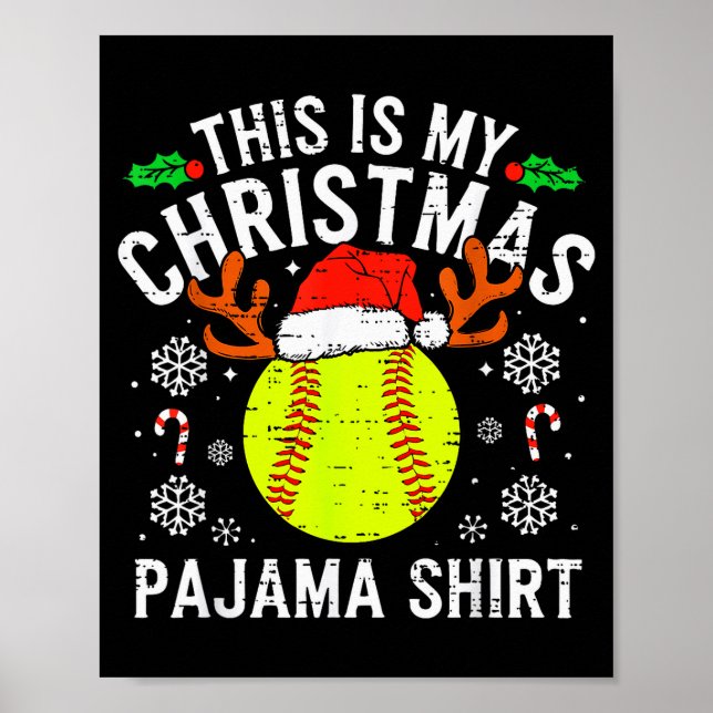 This Is My Softball Christmas Pajama Shirt Srt Men Poster (Front)