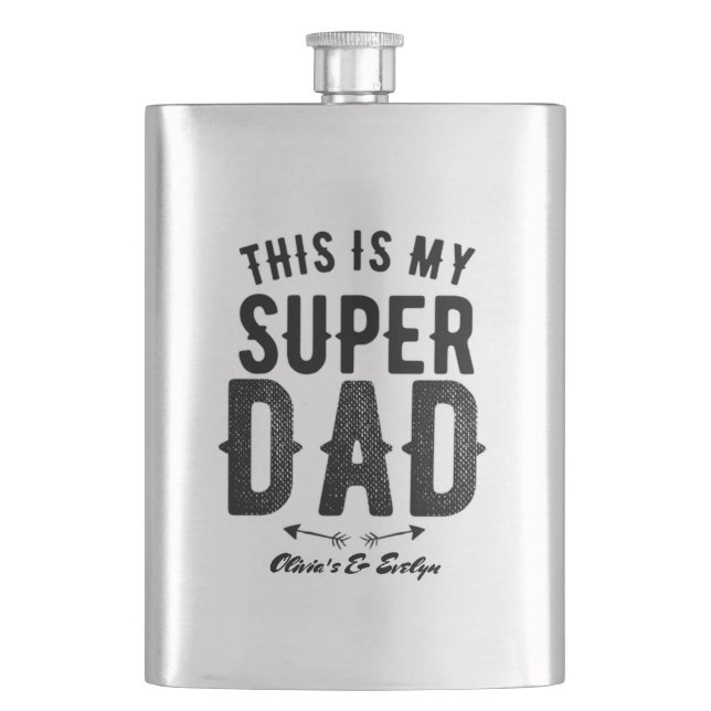 This is My Super Dad Personalised Father's day Hip Flask (Front)