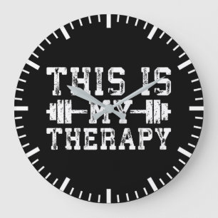 This Is My Therapy - Gym Workout Inspirational Large Clock