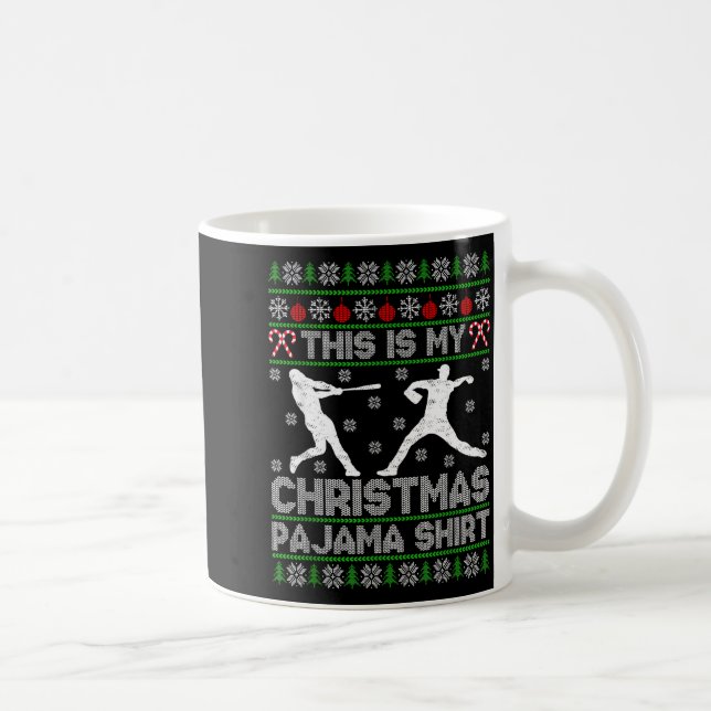 This Is My Ugly Christmas Pajama Baseball Funny Wi Coffee Mug (Right)