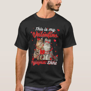 This Is My Valentine Pajama American Curl Cat T-Shirt